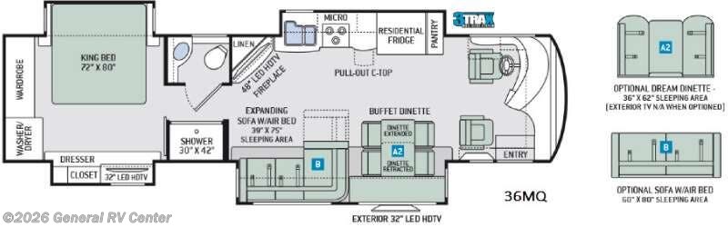 2017 Thor Motor Coach Tuscany XTE 36MQ - Used Class A For Sale by General RV Center in Draper, Utah features Slideout