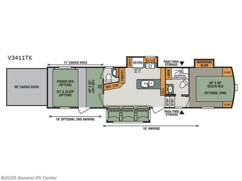 2018 K-Z Venom V3411TK - Used Toy Hauler For Sale by General RV Center in Draper, Utah features Slideout