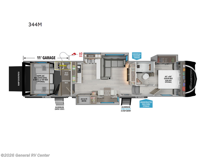 2025 Grand Design Momentum M-Class 344M - New Toy Hauler For Sale by General RV Center in Draper, Utah features Slideout