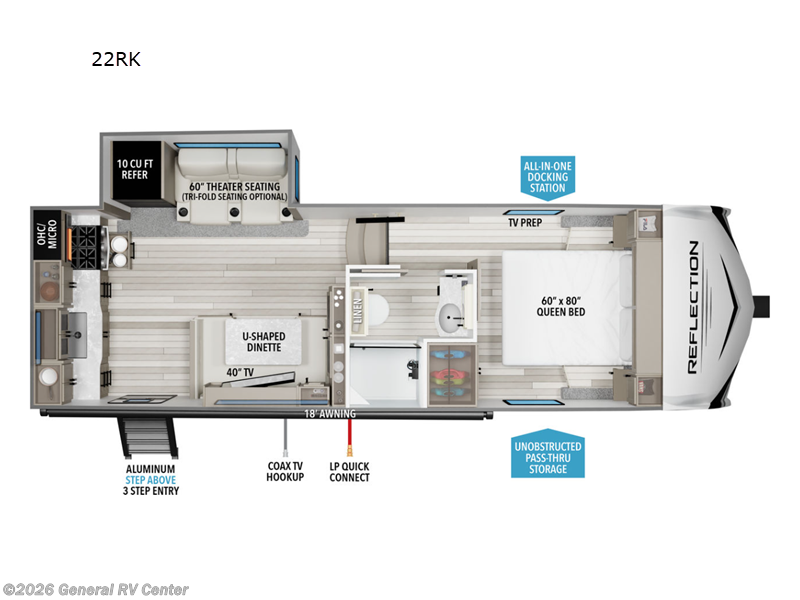 2026 Grand Design Reflection 100 Series 22RK - New Fifth Wheel For Sale by General RV Center in Draper, Utah features Slideout