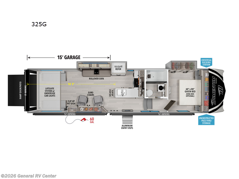 2026 Grand Design Momentum G-Class 325G - New Toy Hauler For Sale by General RV Center in Draper, Utah features Slideout