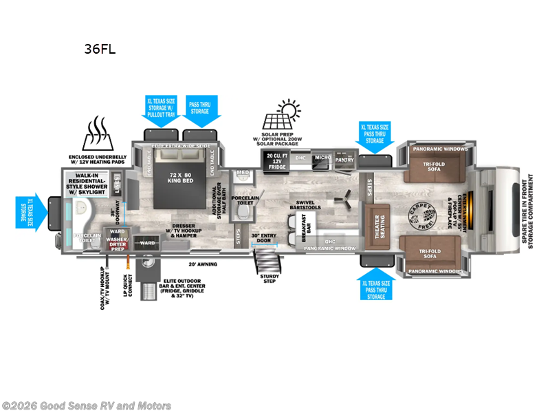 2025 Forest River Salem Hemisphere Elite 36FL - New Fifth Wheel For Sale by Good Sense RV and Motors in Albuquerque, New Mexico features Slideout