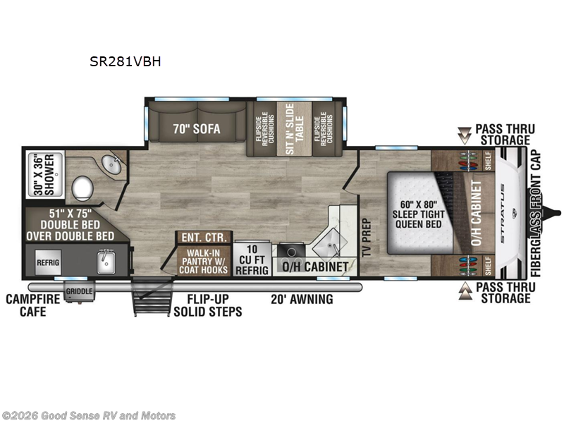 2026 Venture RV Stratus SR281VBH - New Travel Trailer For Sale by Good Sense RV and Motors in Albuquerque, New Mexico features Slideout