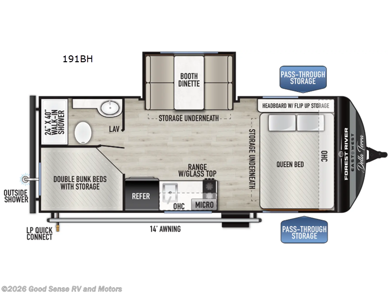 2026 East to West Della Terra 191BH - New Travel Trailer For Sale by Good Sense RV and Motors in Albuquerque, New Mexico features Slideout