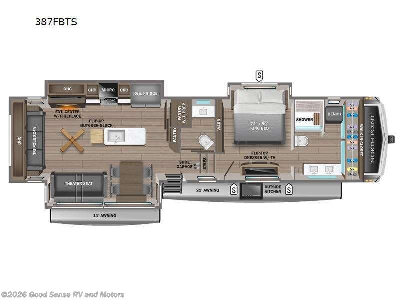 2024 Jayco North Point 387FBTS - Used Fifth Wheel For Sale by Good Sense RV and Motors in Albuquerque, New Mexico features Slideout
