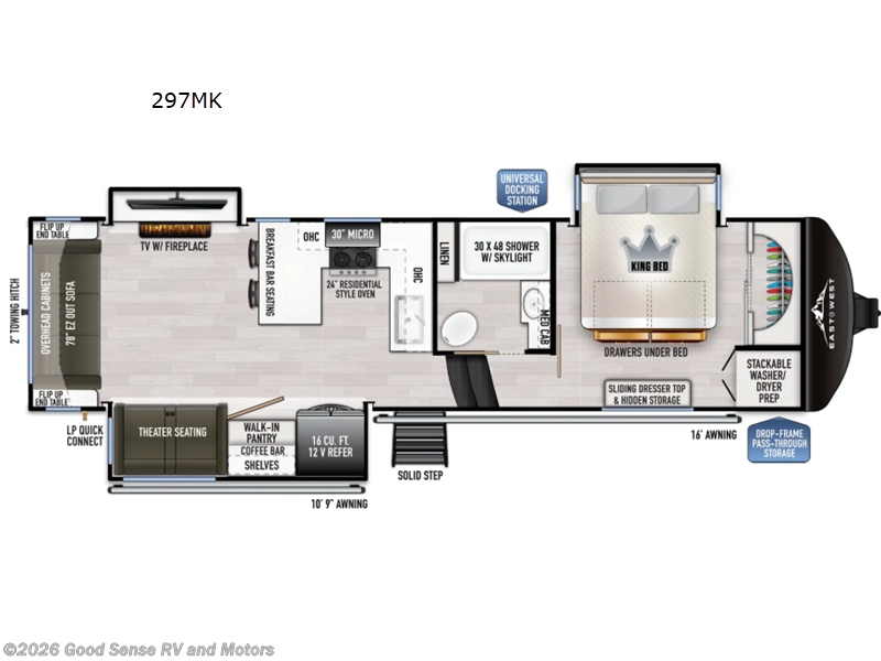 2027 East to West Ahara 297MK - New Fifth Wheel For Sale by Good Sense RV and Motors in Albuquerque, New Mexico features Slideout