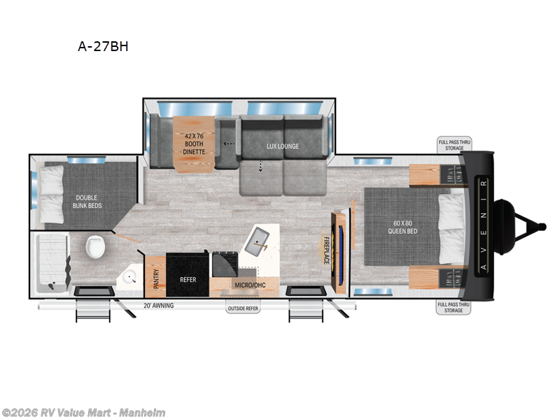 2025 Cruiser RV Avenir A-27BH - New Travel Trailer For Sale by RV Value Mart - Manheim in Manheim, Pennsylvania features Slideout