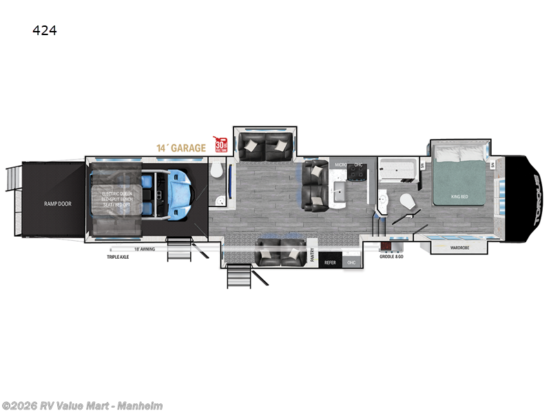 2025 Heartland Torque 424 - New Toy Hauler For Sale by RV Value Mart - Manheim in Manheim, Pennsylvania features Slideout