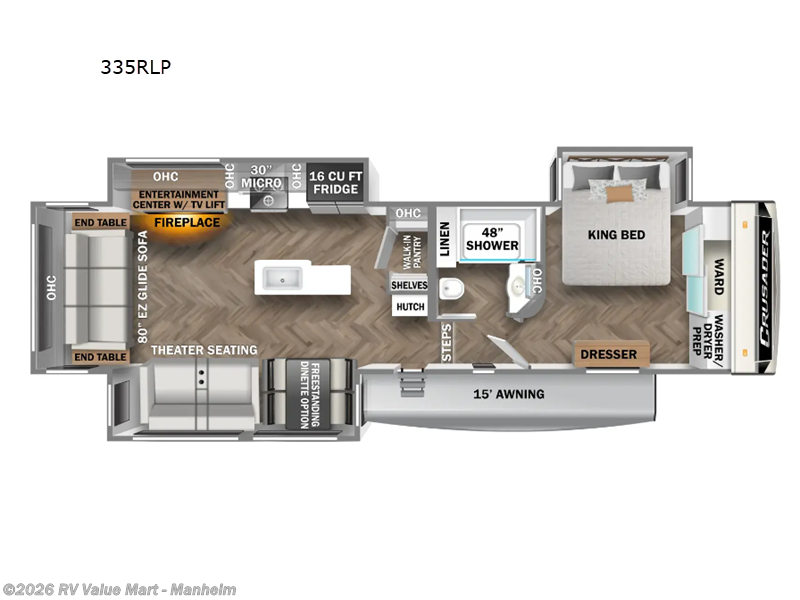 2025 Prime Time Crusader 335RLP - New Fifth Wheel For Sale by RV Value Mart - Manheim in Manheim, Pennsylvania features Slideout