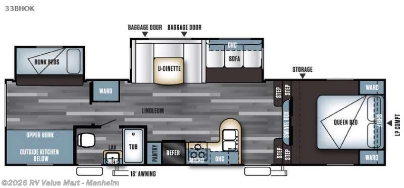 2016 Forest River Salem 33BHOK - Used Fifth Wheel For Sale by RV Value Mart - Manheim in Manheim, Pennsylvania features Slideout