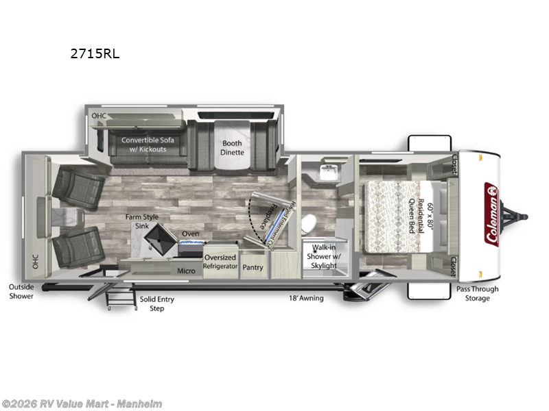 2024 Coleman Light 2715RL - Used Travel Trailer For Sale by RV Value Mart - Manheim in Manheim, Pennsylvania features Slideout