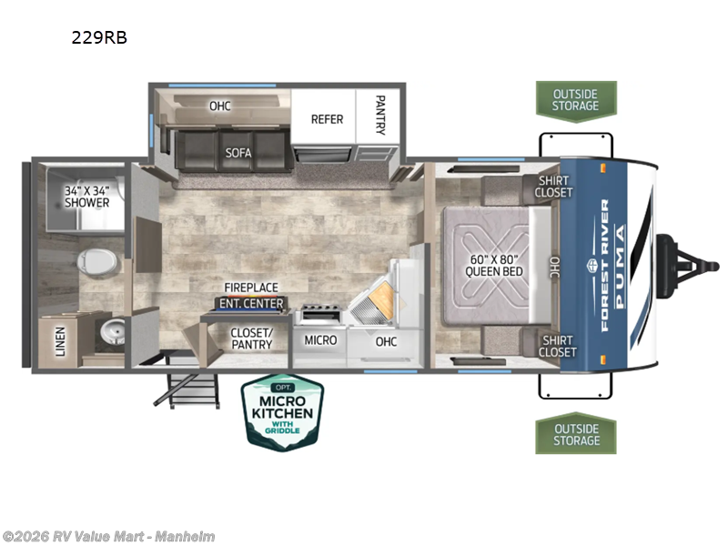 2026 Forest River Puma 229RB - New Travel Trailer For Sale by RV Value Mart - Manheim in Manheim, Pennsylvania features Slideout