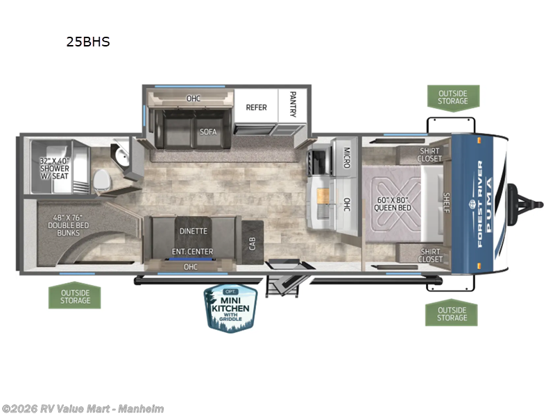 2026 Forest River Puma 25BHS - New Travel Trailer For Sale by RV Value Mart - Manheim in Manheim, Pennsylvania features Slideout