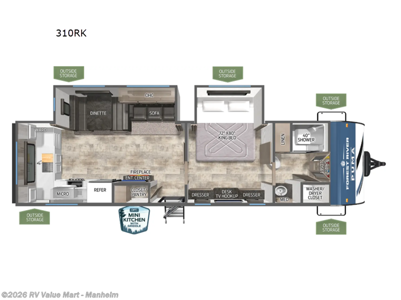 2026 Forest River Puma 310RK - New Travel Trailer For Sale by RV Value Mart - Manheim in Manheim, Pennsylvania features Slideout