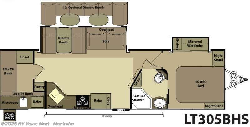 2013 Highland Ridge Light LT305BHS - Used Travel Trailer For Sale by RV Value Mart - Manheim in Manheim, Pennsylvania features Slideout