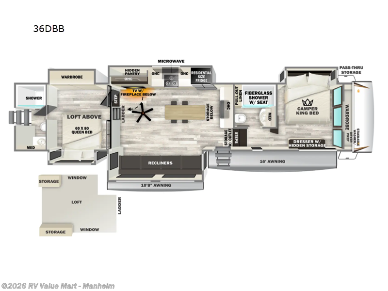 2026 Forest River Sabre 36DBB - New Fifth Wheel For Sale by RV Value Mart - Manheim in Manheim, Pennsylvania features Slideout