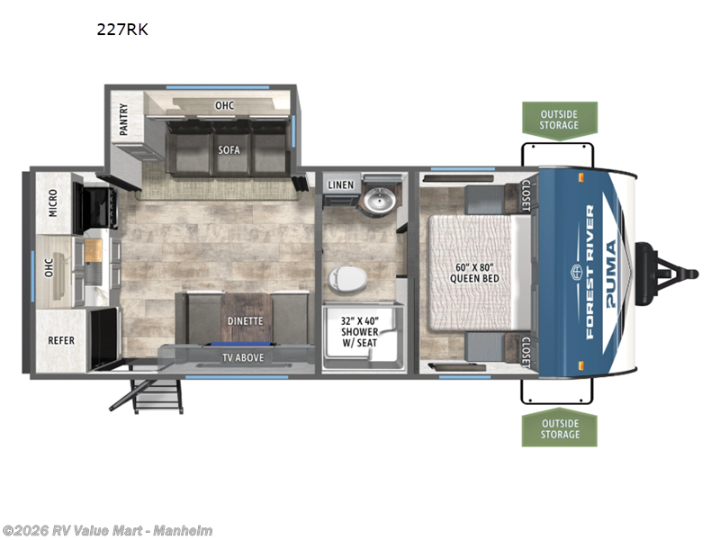 2026 Forest River Puma 227RK - New Travel Trailer For Sale by RV Value Mart - Manheim in Manheim, Pennsylvania features Slideout