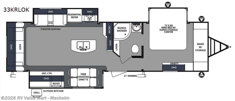 2018 Forest River Surveyor 33KRLOK - Used Travel Trailer For Sale by RV Value Mart - Manheim in Manheim, Pennsylvania features Slideout