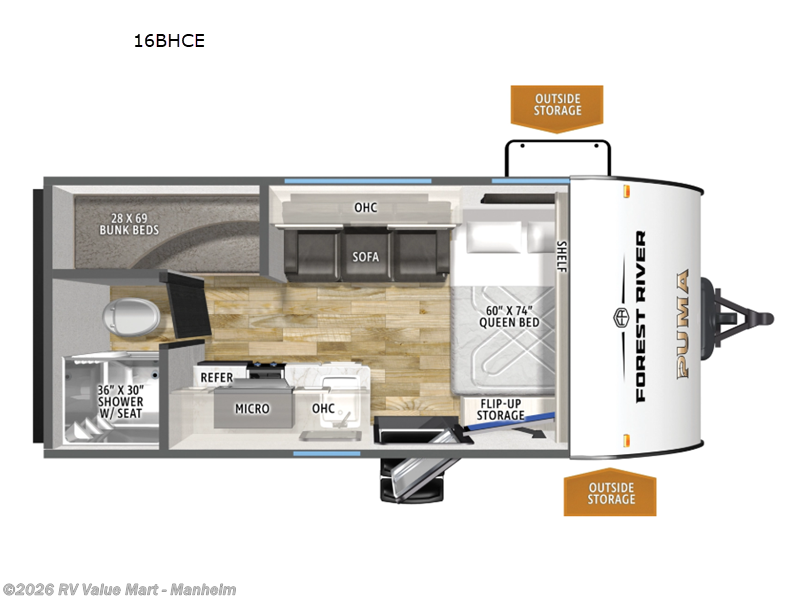 2026 Forest River Puma Camping Edition 16BHCE - New Travel Trailer For Sale by RV Value Mart - Manheim in Manheim, Pennsylvania