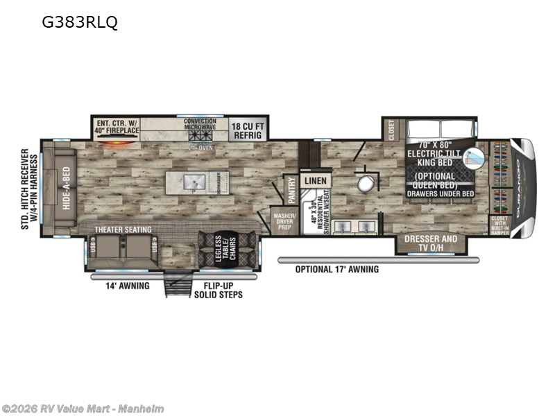 2022 K-Z Durango Gold G383RLQ - Used Fifth Wheel For Sale by RV Value Mart - Manheim in Manheim, Pennsylvania features Slideout