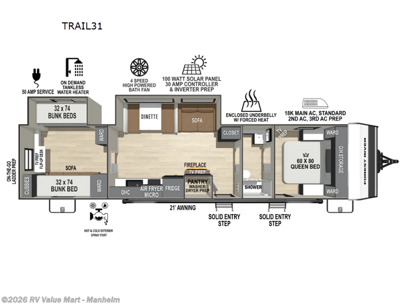 2026 Forest River IBEX New Trail Edition TRAIL31 - New Travel Trailer For Sale by RV Value Mart - Manheim in Manheim, Pennsylvania features Slideout