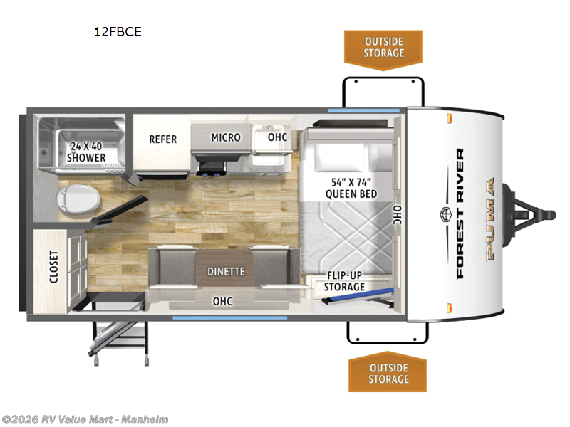 2027 Forest River Puma Camping Edition 12FBCE - New Travel Trailer For Sale by RV Value Mart - Manheim in Manheim, Pennsylvania