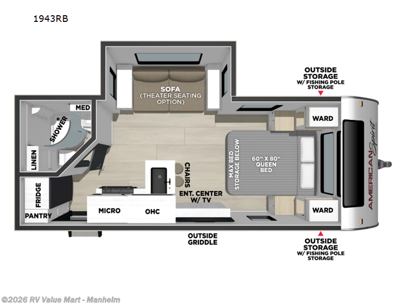 2027 Coachmen American Spirit 1943RB - New Travel Trailer For Sale by RV Value Mart - Manheim in Manheim, Pennsylvania features Slideout