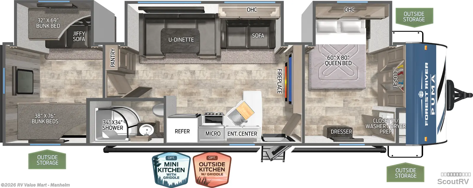 2026 Forest River Puma 32RBFQ - New Travel Trailer For Sale by RV Value Mart - Manheim in Manheim, Pennsylvania