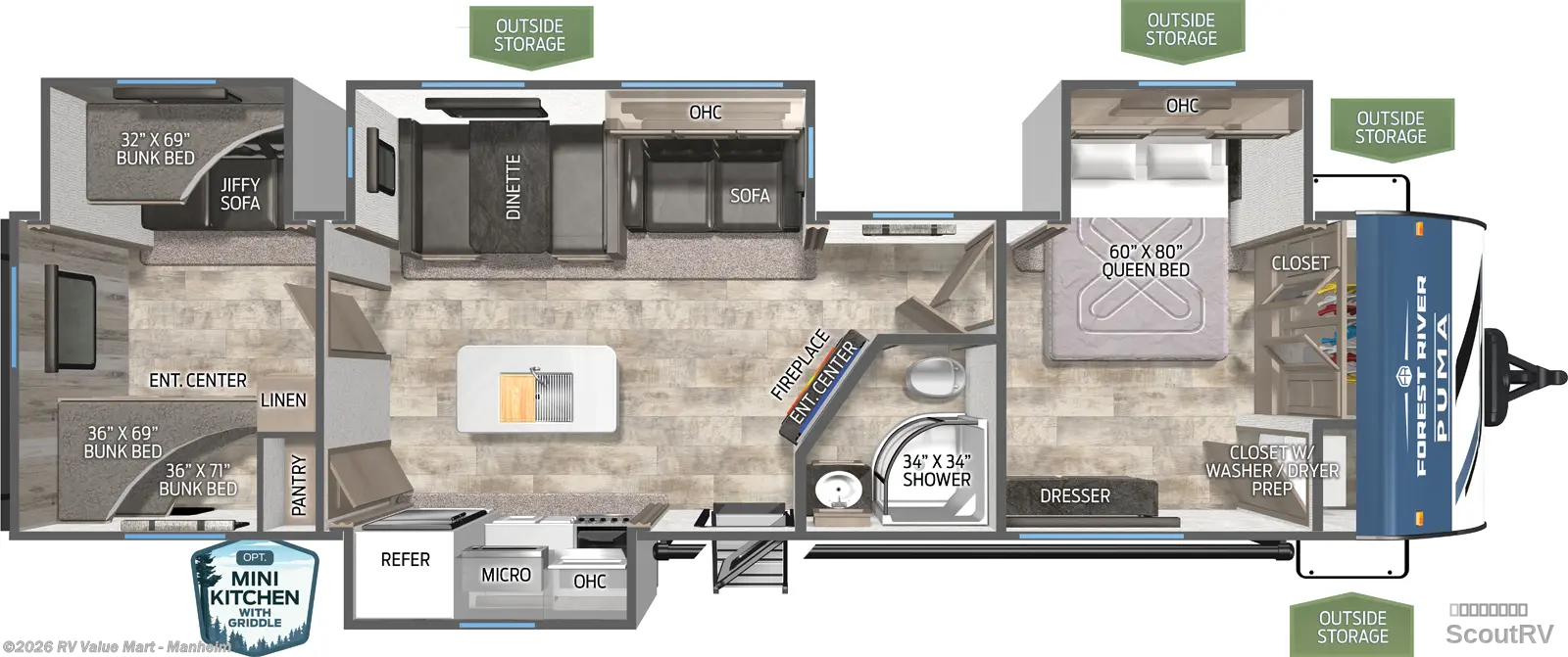 2027 Forest River Puma 32BHFS - New Travel Trailer For Sale by RV Value Mart - Manheim in Manheim, Pennsylvania