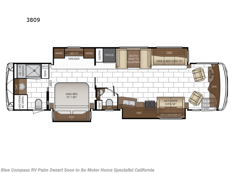 2025 Newmar Ventana 3809 - New Diesel Pusher For Sale by Motor Home Specialist California in Palm Desert, California features Slideout, Bath & 1/2