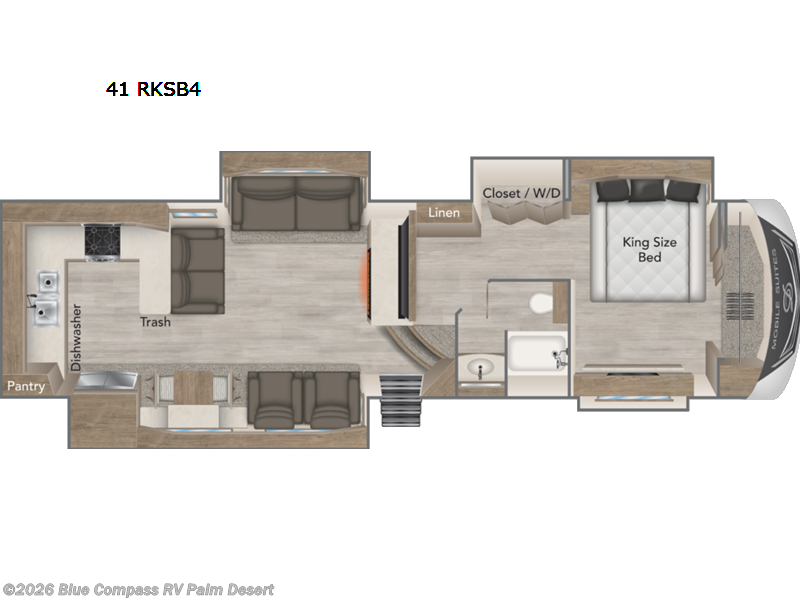 2022 DRV Mobile Suites 41 RKSB4 - Used Fifth Wheel For Sale by Blue Compass RV Palm Desert in Palm Desert, California features Slideout