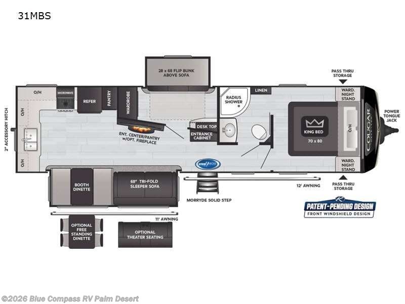2021 Keystone Cougar Half-Ton 31MBS - Used Travel Trailer For Sale by Blue Compass RV Palm Desert in Palm Desert, California features Slideout