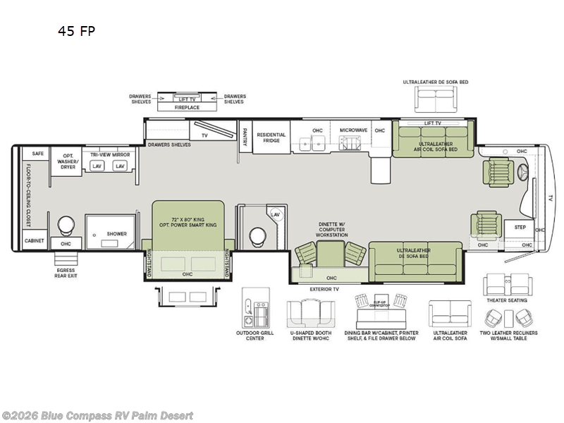 2023 Tiffin Allegro Bus 45 FP - Used Class A For Sale by Blue Compass RV Palm Desert in Palm Desert, California features Slideout