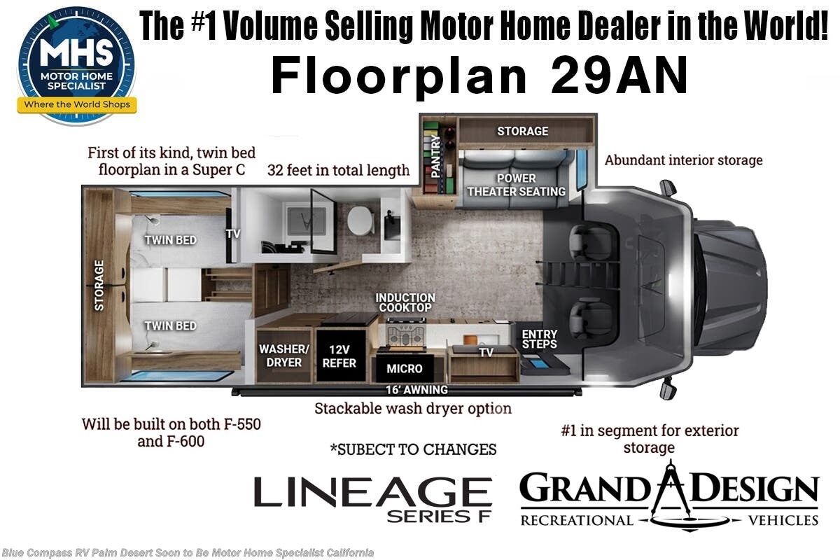 Floorplan of 2026 Grand Design Lineage Series F 29AN