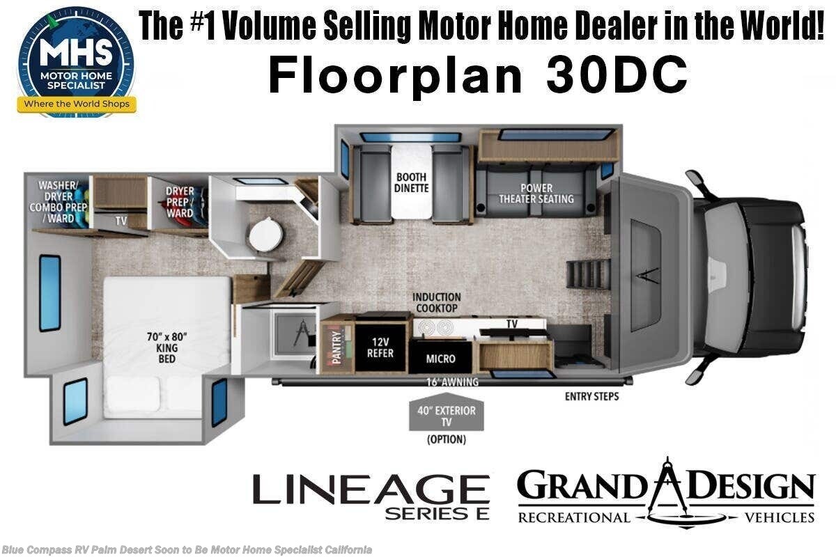 2027 Grand Design Lineage Series E 30DC - New Class C For Sale by Blue Compass RV Palm Desert Soon to Be Motor Home Specialist California in Palm Desert, California features Theater Seating, Slideout