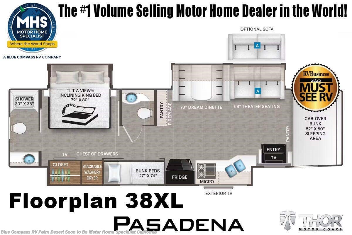 Floorplan of 2027 Thor Motor Coach Pasadena SV 38XL