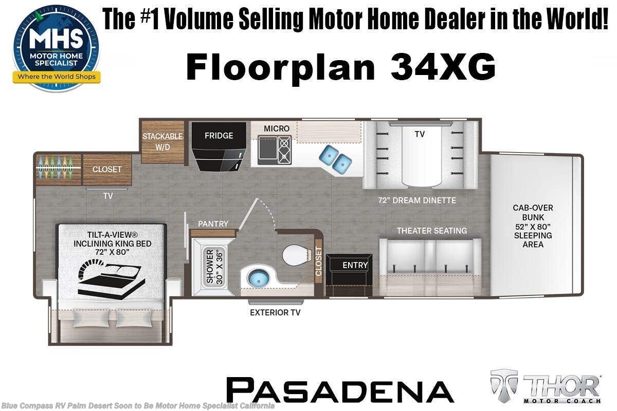 Floorplan of 2027 Thor Motor Coach Pasadena 34XG