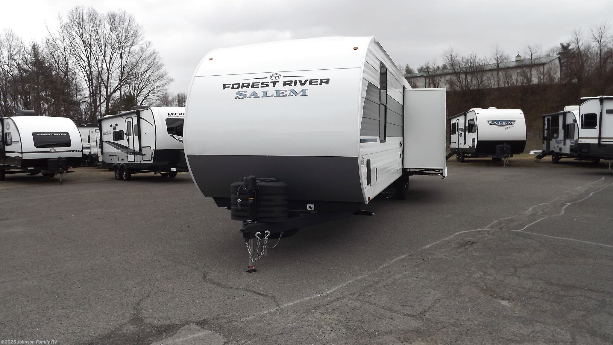 2025 Forest River Salem 32VERANDA - New Travel Trailer For Sale by Johnson Family RV in Woodlawn, Virginia features Medicine Cabinet, LP Detector, Fireplace, Washer/Dryer Prep, Tankless Demand Gas Water Heater