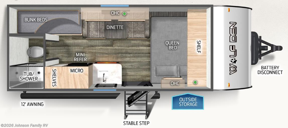 Floorplan of 2024 Forest River Cherokee Wolf Pup 16EV