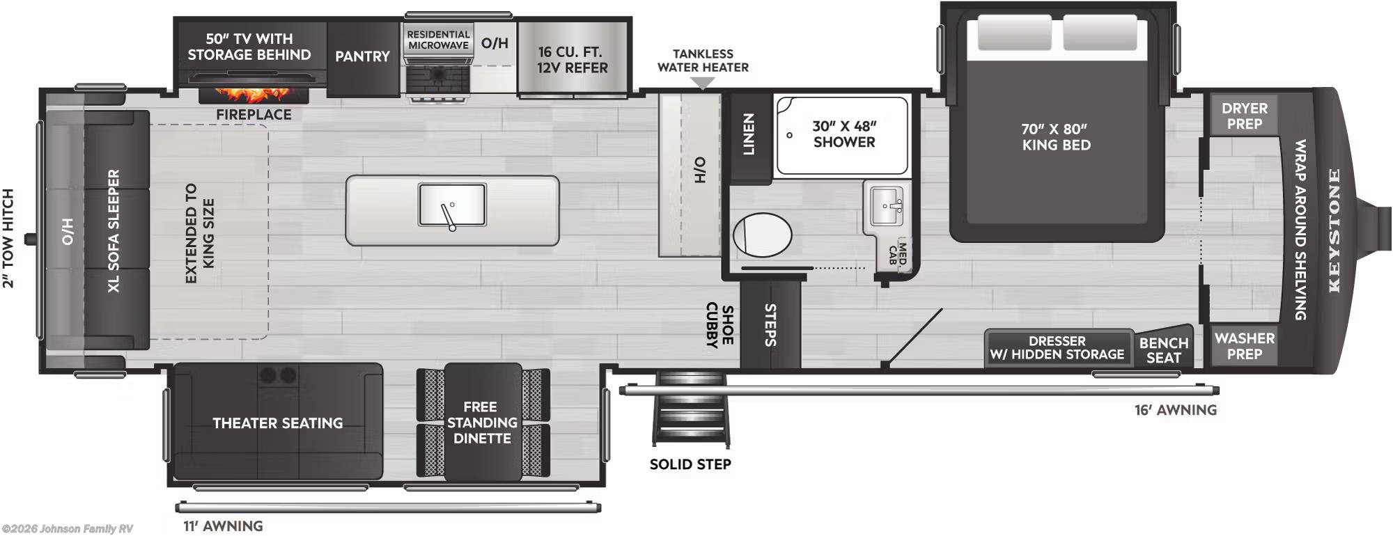 Floorplan of 2026 Keystone Arcadia 3260RL