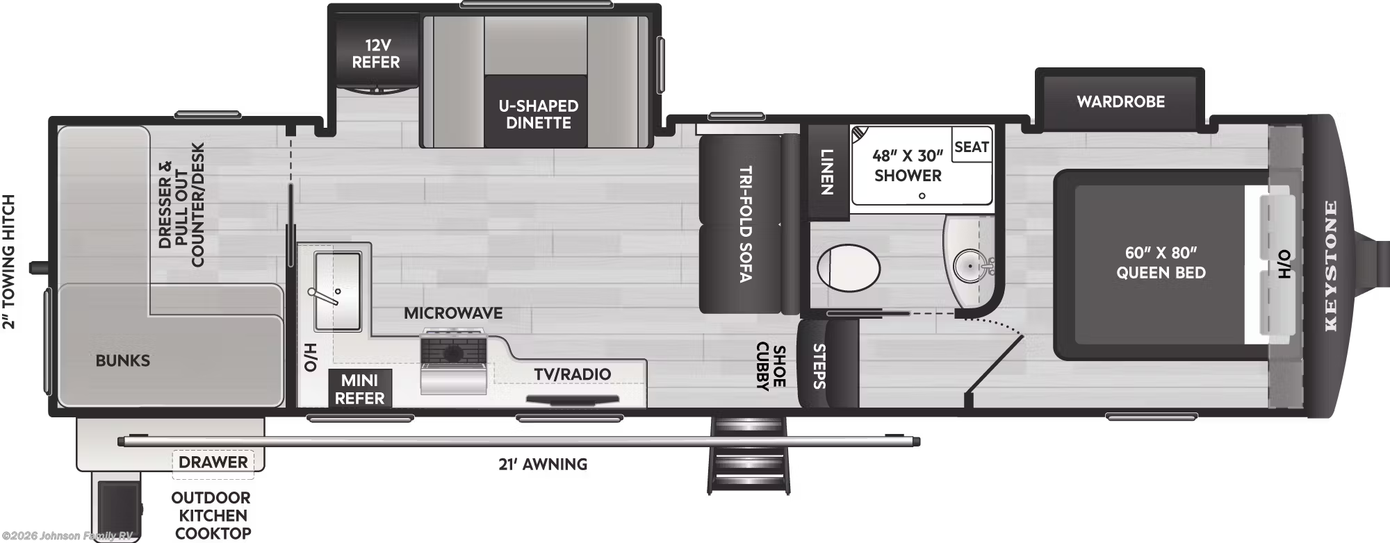 Floorplan of 2026 Keystone Arcadia Super Lite 308SLBH