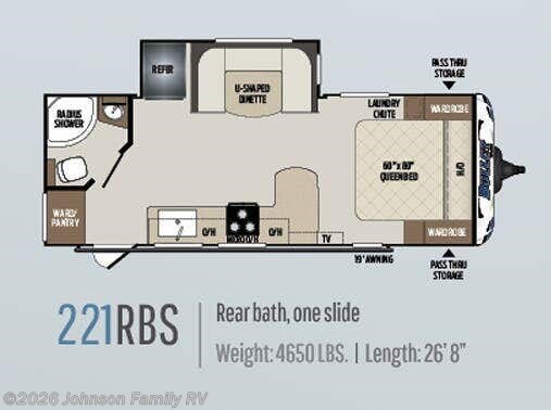Floorplan of 2019 Keystone Bullet 221RBS