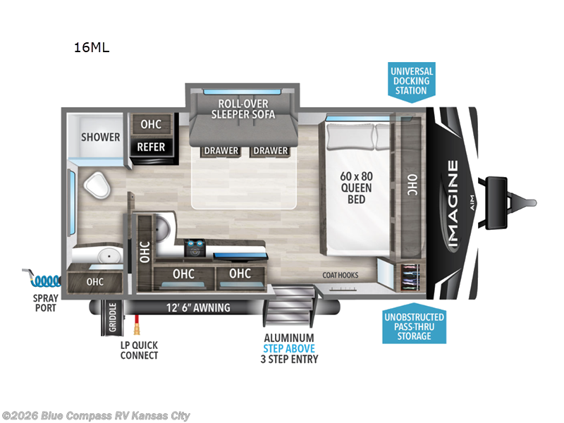 2024 Grand Design Imagine AIM 16ML - New Travel Trailer For Sale by Blue Compass RV Kansas City in Grain Valley, Missouri features Slideout