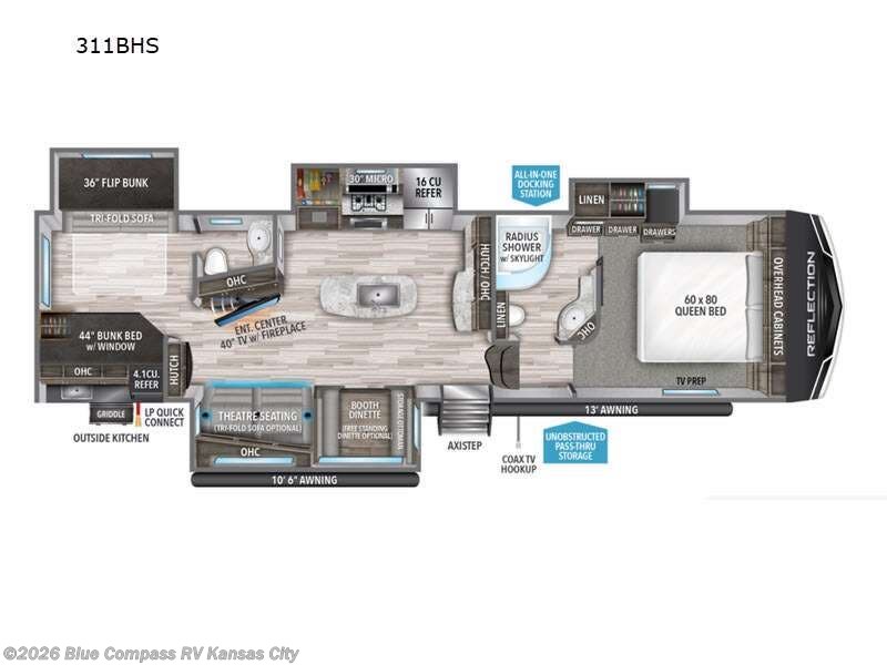 2022 Grand Design Reflection 311BHS - Used Fifth Wheel For Sale by Blue Compass RV Kansas City in Grain Valley, Missouri features Slideout