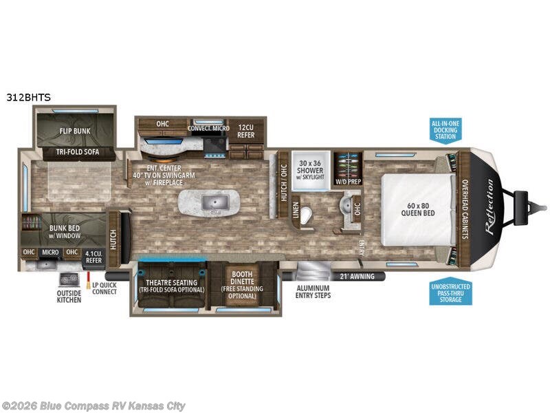 2018 Grand Design Reflection 312BHTS - Used Travel Trailer For Sale by Blue Compass RV Kansas City in Grain Valley, Missouri features Slideout