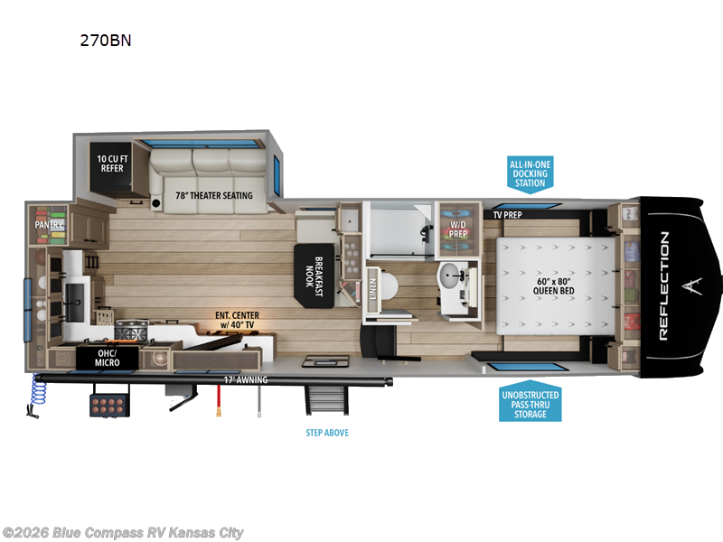 2026 Grand Design Reflection 150 Series 270BN - New Fifth Wheel For Sale by Blue Compass RV Kansas City in Grain Valley, Missouri features Slideout