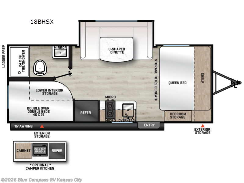 2026 Forest River Aurora Light 18BHSX - New Travel Trailer For Sale by Blue Compass RV Kansas City in Grain Valley, Missouri features Slideout