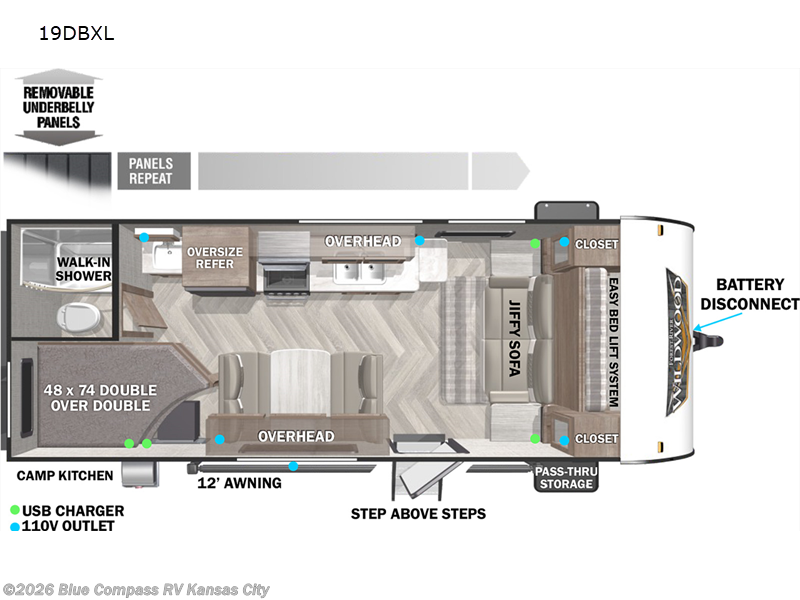 2022 Forest River Wildwood X-Lite 19DBXL - Used Travel Trailer For Sale by Blue Compass RV Kansas City in Grain Valley, Missouri