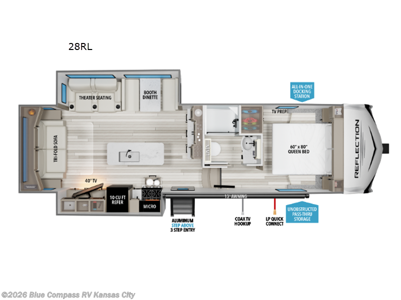 2026 Grand Design Reflection 100 Series 28RL - New Fifth Wheel For Sale by Blue Compass RV Kansas City in Grain Valley, Missouri features Slideout