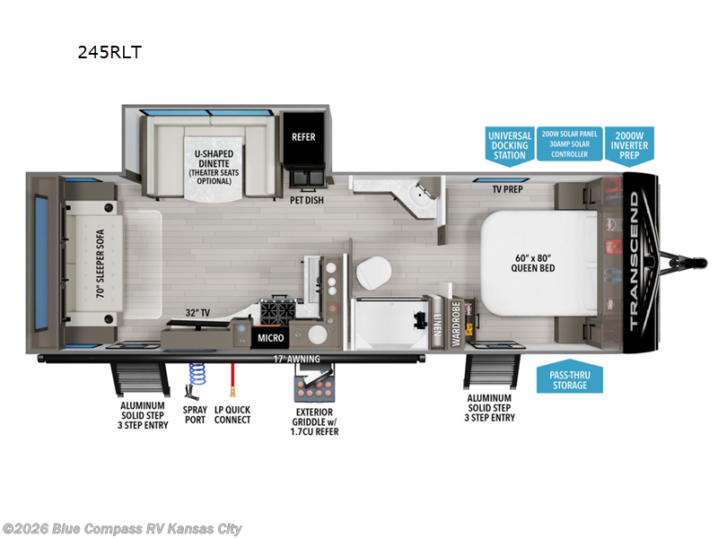 2025 Grand Design Transcend Xplor 245RLT - Used Travel Trailer For Sale by Blue Compass RV Kansas City in Grain Valley, Missouri features Slideout
